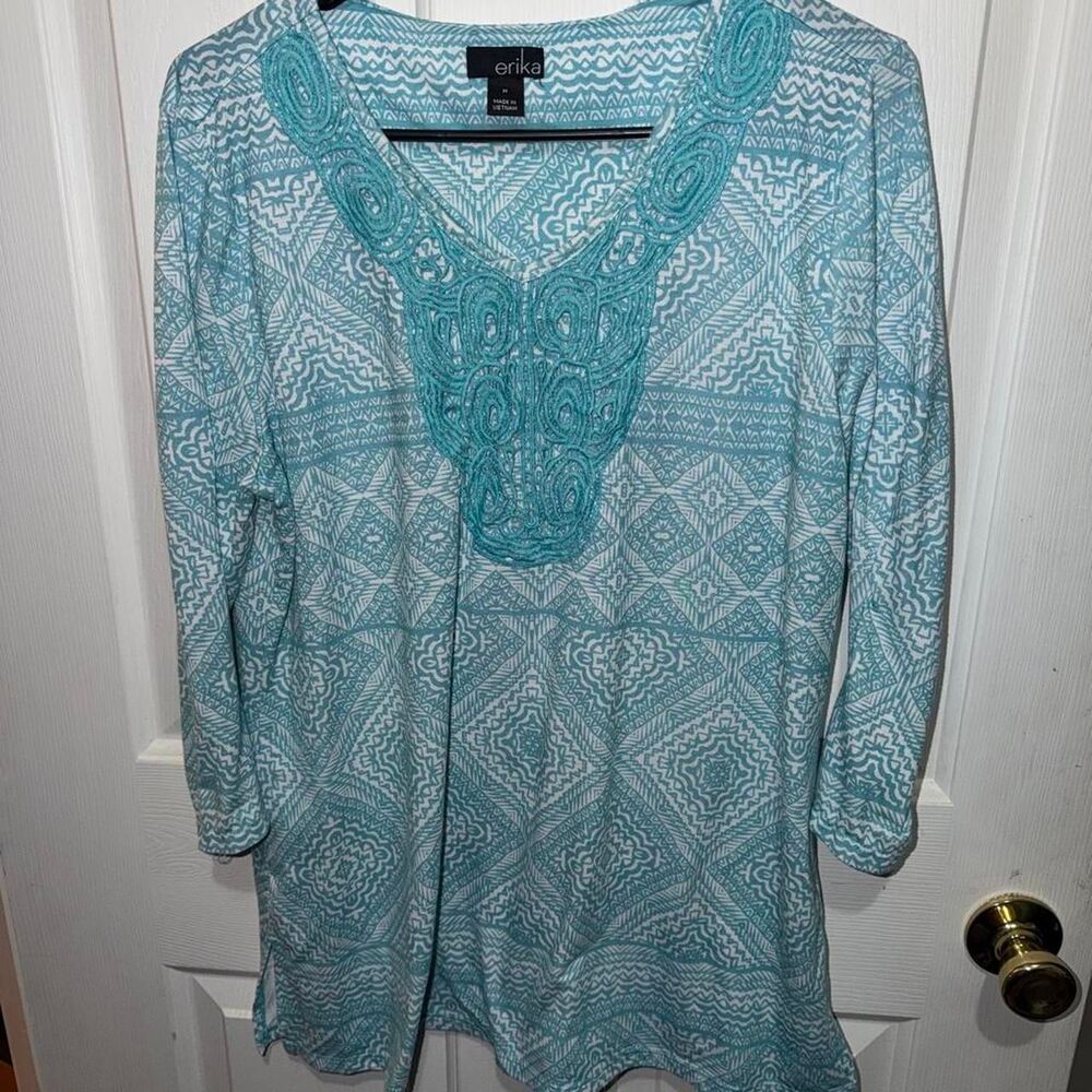 Erika Women's Blue and Green Blouse